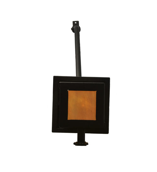 Meyda Lighting Portico 6" Textured Black Mission Wall Sconce With Beige Iridescent Shade Glass