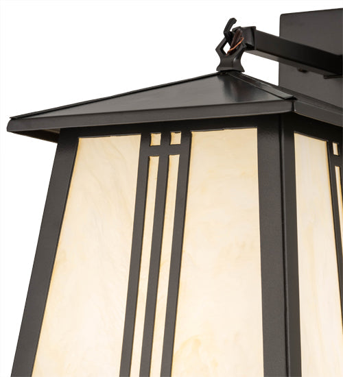 Meyda Lighting Prairie Loft 12" Oil Rubbed Bronze Hanging Wall Sconce With Creme Carrare Idalight Shade Glass
