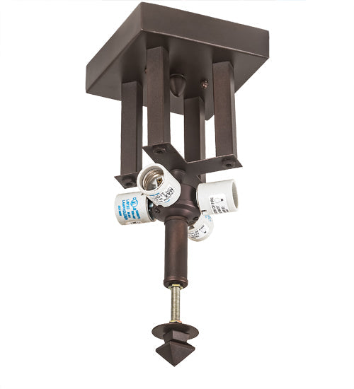 Meyda Lighting Prairie Straw 24" 4-Light Mahogany Bronze Semi-flush Mount Light With Beige Shade Glass