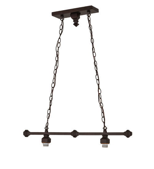 Meyda Lighting Prairie Wheat 32" 2-Light Mahogany Bronze Island Pendant Light With Multi-Colored Shade Glass
