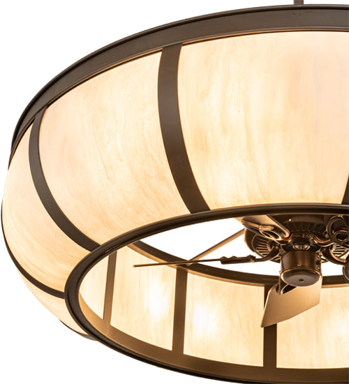 Meyda Lighting Prime 52" 6-Light Oil Rubbed Bronze Dome Chandelier With Beige Fleshtone Idalight Shade and Fan