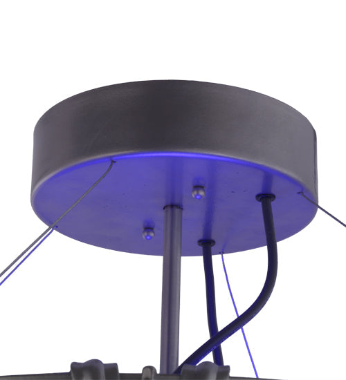 Meyda Lighting Purple Haze 26" 6-Light LED Nickel Pendant Light With Smoke Idalight Shade Glass