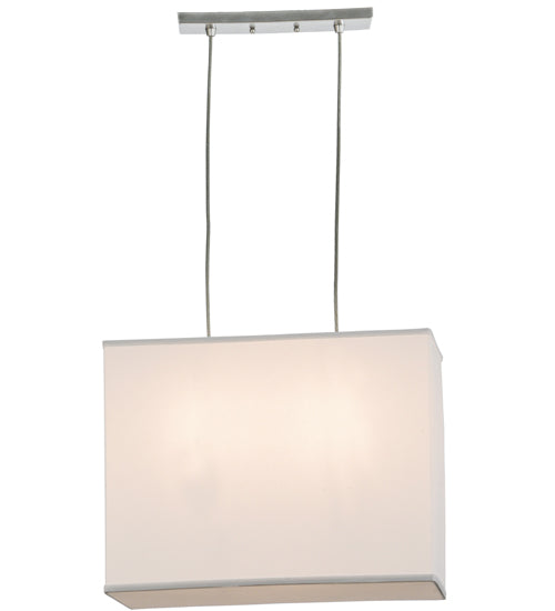 Meyda Lighting Quadrato 20" 2-light Nickel Island Pendant Light With White Linen Textrene Shade