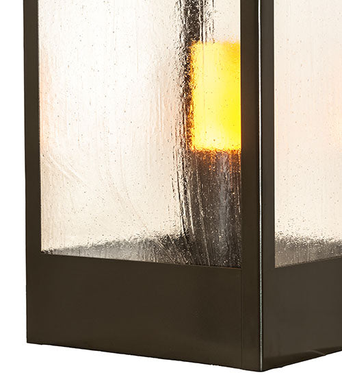 Meyda Lighting Quadrato 21" Oil Rubbed Bronze Outdoor Pier Mount Light With Clear Seeded Shade Glass