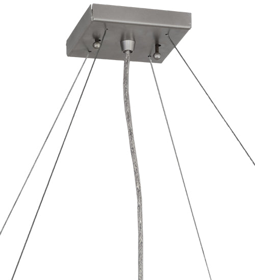 Meyda Lighting Quadrato 246591 30" 12-Light Nickel Linne Pendant Light With Anna Cream Linen Textrene Shade