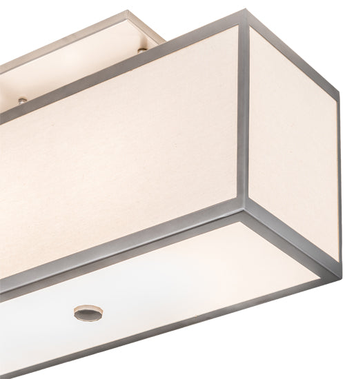 Meyda Lighting Quadrato 48" 5-Light Nickel Lounge Island Pendant Light With Beige Textrene & White Statuario Idalight Shade