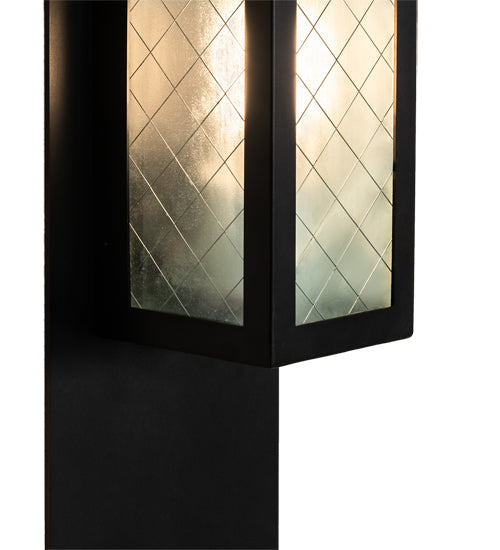Meyda Lighting Quadrato 6" Bronze Diamond Wall Sconce With Frosted Wire Shade Glass