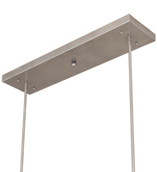 Meyda Lighting Quadrato 72" 6-Light Nickel Island Pendant Light With Off White Textrene & Stataurio Idalight Shade