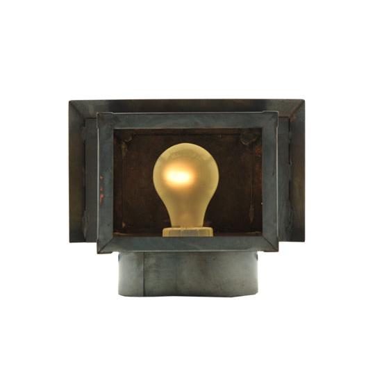 Meyda Lighting Quiet Pond 9" Craftsman Brown Wall Sconce With Beige Iridescent Shade Glass