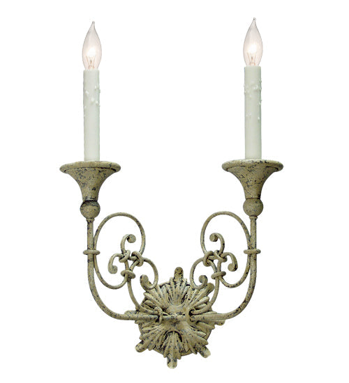 Meyda Lighting Rachelle 14" 2-Light Flora Wall Sconce With White Faux Candlelight