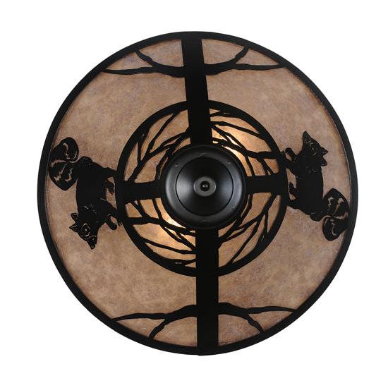 Meyda Lighting Racoon on the Loose 22" 3-Light Textured Black Flush Mount Light With Silver Mica Shade Glass