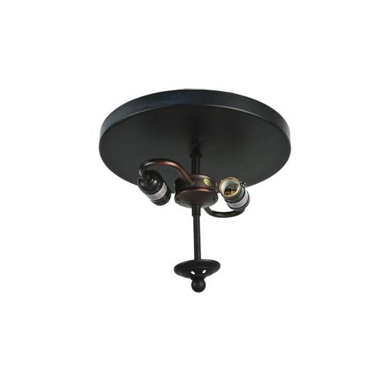 Meyda Lighting Rainbow Trout 16" 2-Light Textured Black Flush Mount Light With Beige Shade Glass