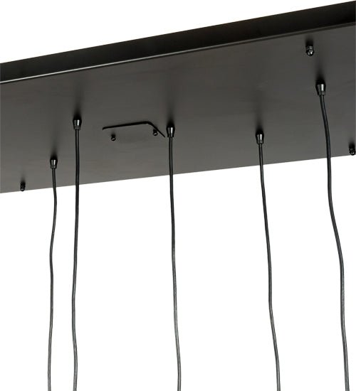 Meyda Lighting Raquel 24" 8-Light Solar Black Cascading Pendant Light With Amber Shade Glass