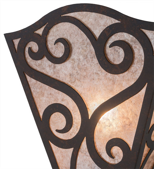 Meyda Lighting Rena 12" Cajun Spice Wall Sconce With Silver Mica Shade Glass