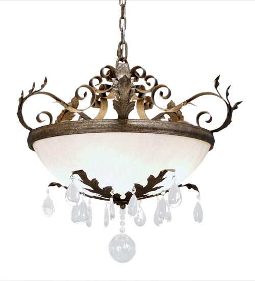 Meyda Lighting Renaissance 30" 5-Light Pompeii Gold Pendant Light With Statuario Idalight Shade