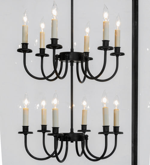 Meyda Lighting Rennes 43" 12-Light Oil Rubbed Bronze Pendant Light With Clear Shade Glass