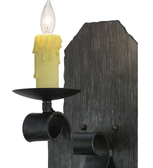 Meyda Lighting Renzo 7" Antique Iron Gate Wall Sconce With Ivory Faux Candlelight