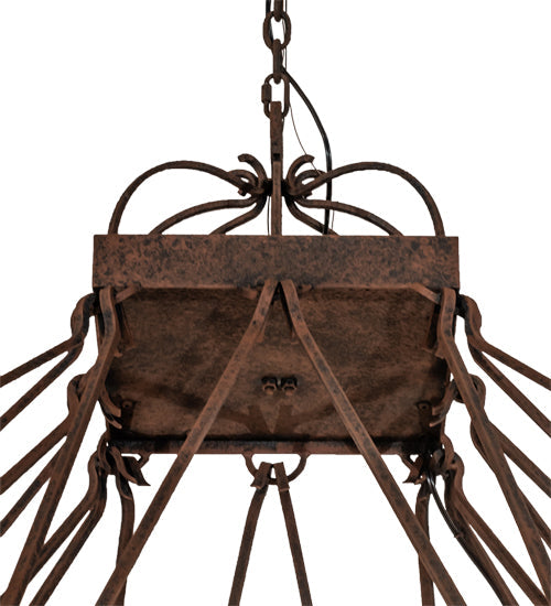 Meyda Lighting Retreat 85" 12-Light Distressed Chestnut Chandelier