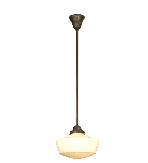 Meyda Lighting Revival 12" Craftsman Brown Schoolhouse Traditional Globe Pendant Light With White Opal Shade Glass