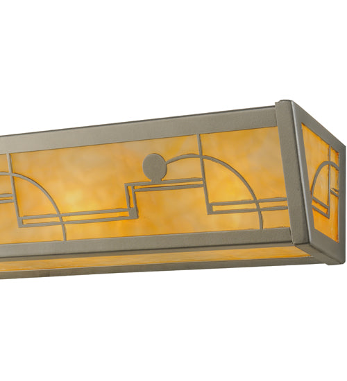 Meyda Lighting Revival 24" 4-Light Nickel Deco Vanity Light With Beige Art Shade Glass
