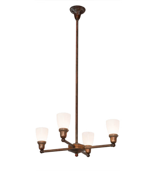 Meyda Lighting Revival 26" 4-Light Vintage Copper Goblet Chandelier With Opal White Shade Glass