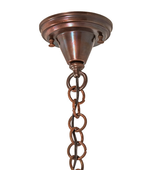 Meyda Lighting Revival 26" Mahogany Bronze Inverted Pendant Light With Beige Iridescent Deco Ball Shade Glass