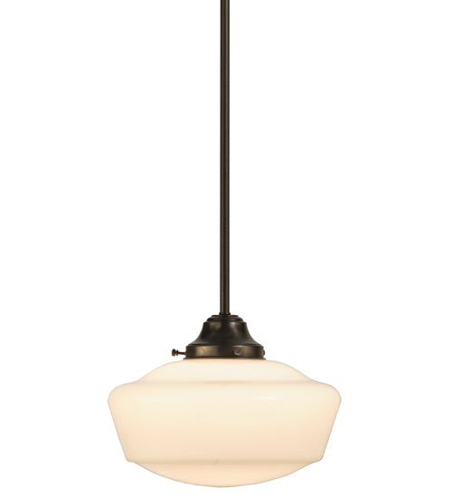 Meyda Lighting Revival 41" 2-Light Craftsman Brown Schoolhouse Island Pendant Light With White Opal Shade Glass