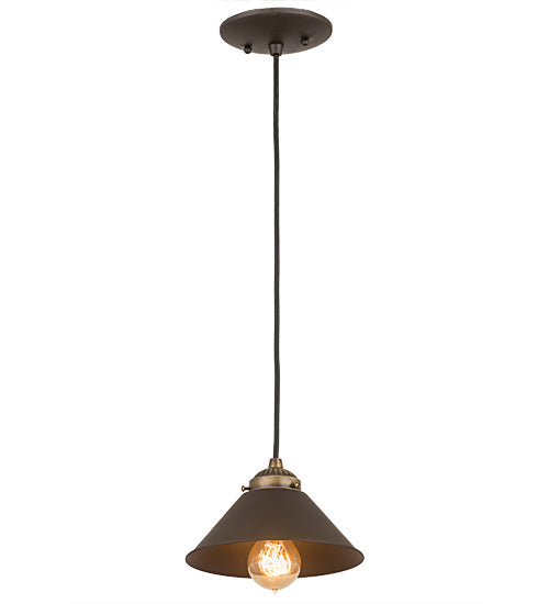 Meyda Lighting Revival 8" Antique Brass & Oil Rubbed Bronze Chic Mini Pendant Light