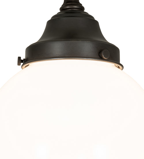 Meyda Lighting Revival 8" Craftsman Brown Schoolhouse Mini Pendant Light With White Art Shade Glass