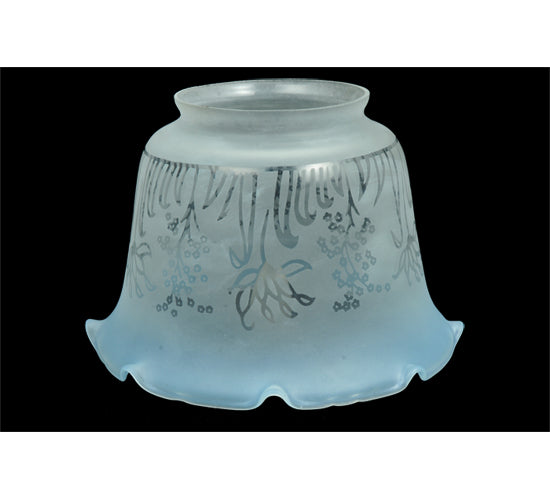 Meyda Lighting Revival 8" Ruffle Frost & Blue Etched Shade Glass