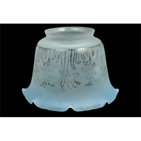 Meyda Lighting Revival 8" Ruffle Frost & Blue Etched Shade Glass