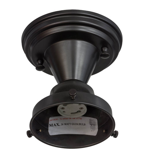 Meyda Lighting Revival 8" Textured Black Schoolhouse Flush Mount Light With White Opal Shade Glass