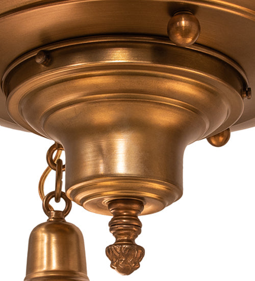Meyda Lighting Revival Garland 17" 3-Light Brushed Brass Flush Mount Light With White Art Shade Glass