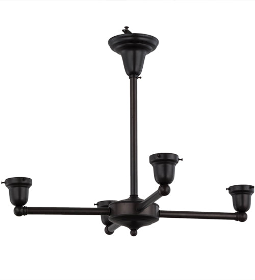 Meyda Lighting Revival Oyster Bay 27" 4-Light Craftsman Brown Goblet Chandelier With White Shade Glass