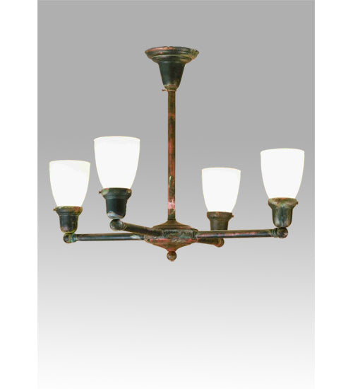 Meyda Lighting Revival Oyster Bay 27" 4-Light Vintage Copper Chandelier With White Opal Shade Glass