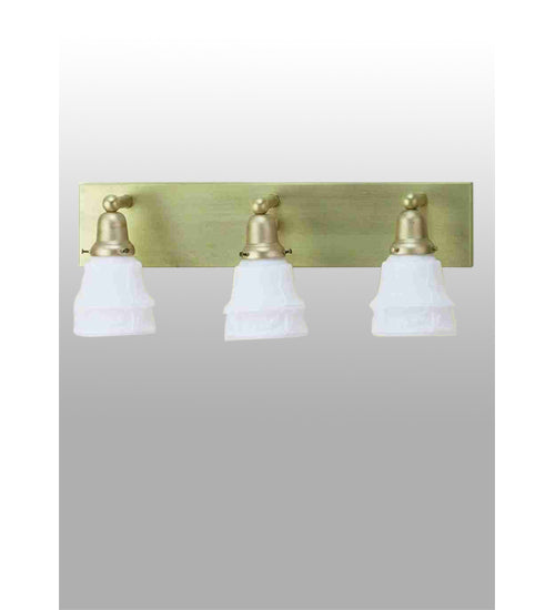 Meyda Lighting Revival Oyster Bay 36" 3-Light Natural Brass Garland Vanity Light With White Shade Glass