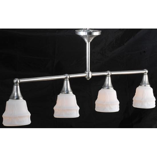 Meyda Lighting Revival Oyster Bay 38" 4-Light Brushed Nickel Garland Semi-flush Mount Ceiling Light With White Shade Glass