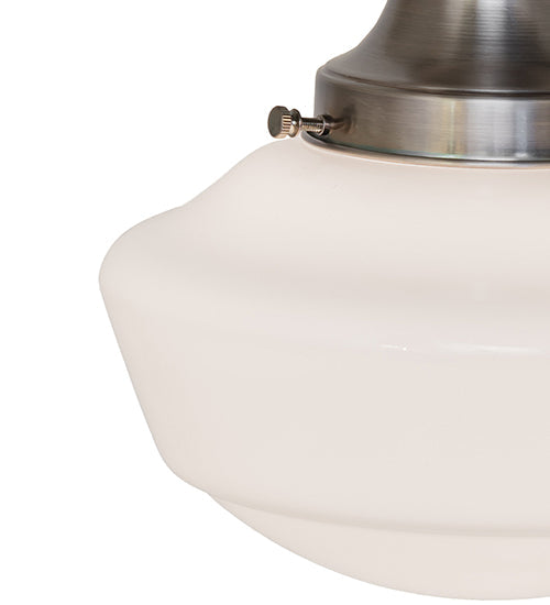 Meyda Lighting Revival Schoolhouse 9" Antique Nickel Traditional Globe Semi-flush Mount Light With White Opal Shade Glass