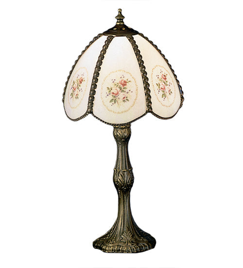 Meyda Lighting Rose Bouquet 17" Mahogany Bronze Accent Table Lamp With White Shade Glass