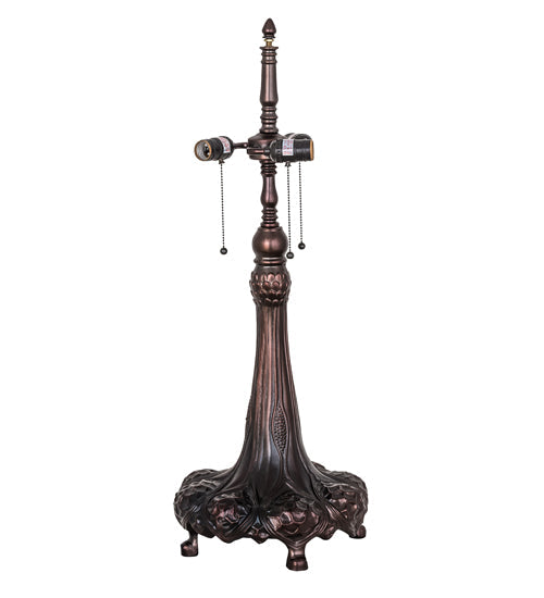 Meyda Lighting Rose Bouquet 31" 3-Light Mahogany Bronze Table Lamp With Multi-Colored Stained Shade Glass