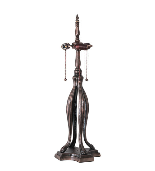 Meyda Lighting Roseborder 228791 32" 3-Light Mahogany Bronze Table Lamp With Multi-Colored Shade Glass