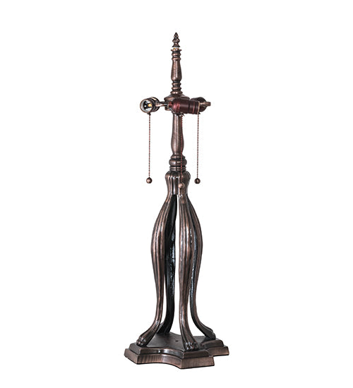 Meyda Lighting Roseborder 228799 32" 3-Light Mahogany Bronze Table Lamp With Multi-Colored Shade Glass