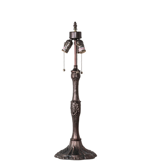 Meyda Lighting Roseborder 232794 26" 3-Light Mahogany Bronze Table Lamp With Multi-Colored Shade Glass