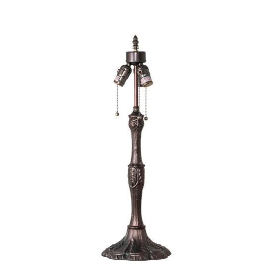 Meyda Lighting Roseborder 26" 3-Light Mahogany Bronze Table Lamp With Rose Design Shade Glass