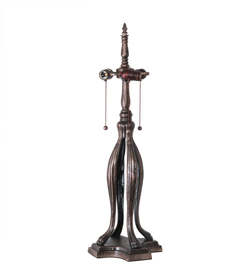 Meyda Lighting Roseborder 32" 3-Light Mahogany Bronze Table Lamp With Multi-Colored Shade Glass