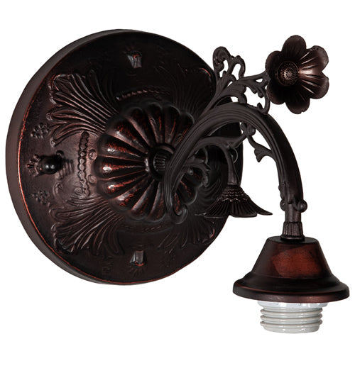 Meyda Lighting Roseborder 8" Mahogany Bronze Wall Sconce With Multi-Colored Shade Glass