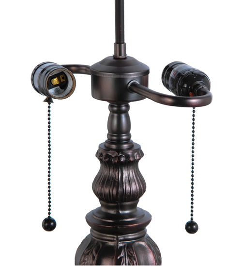Meyda Lighting Rosebush 24" 2-Light Mahogany Bronze Table Lamp With Multi-Colored Shade Glass