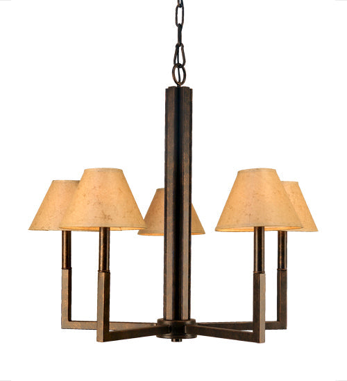 Meyda Lighting Rula 24" 5-Light Gilded Tobacco Chandelier With Beige Shade