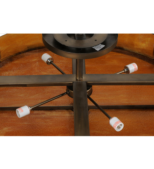 Meyda Lighting Rustic 42" 4-Light Antique Copper Prime Semi-flush Mount Ceiling Light With Honey Amber Shade Glass