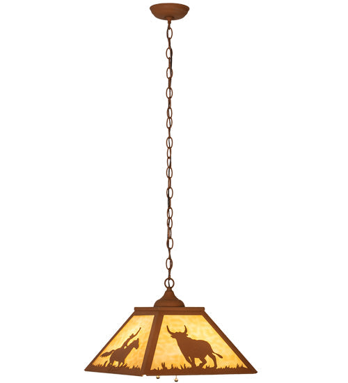 Meyda Lighting Rustlers 22" 2-Light Earth Pendant Light With Beige Shade Glass